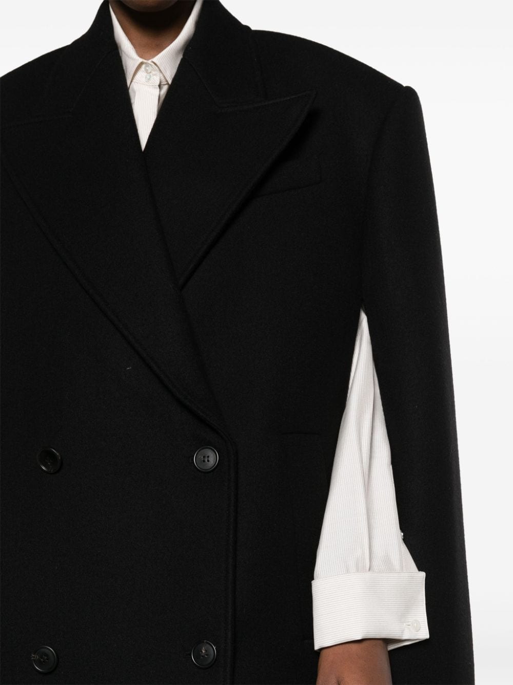 Shop Wardrobe.nyc Double-breasted Wool Cape In Black
