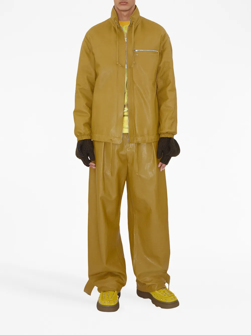 Burberry Leren bomberjack - Bruin