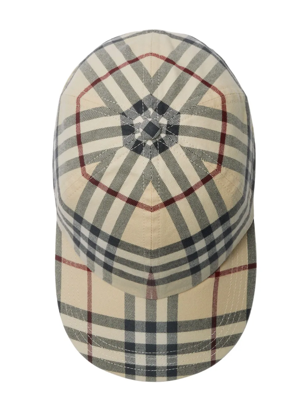 Shop Burberry Plaid-check Cotton Cap In Nude