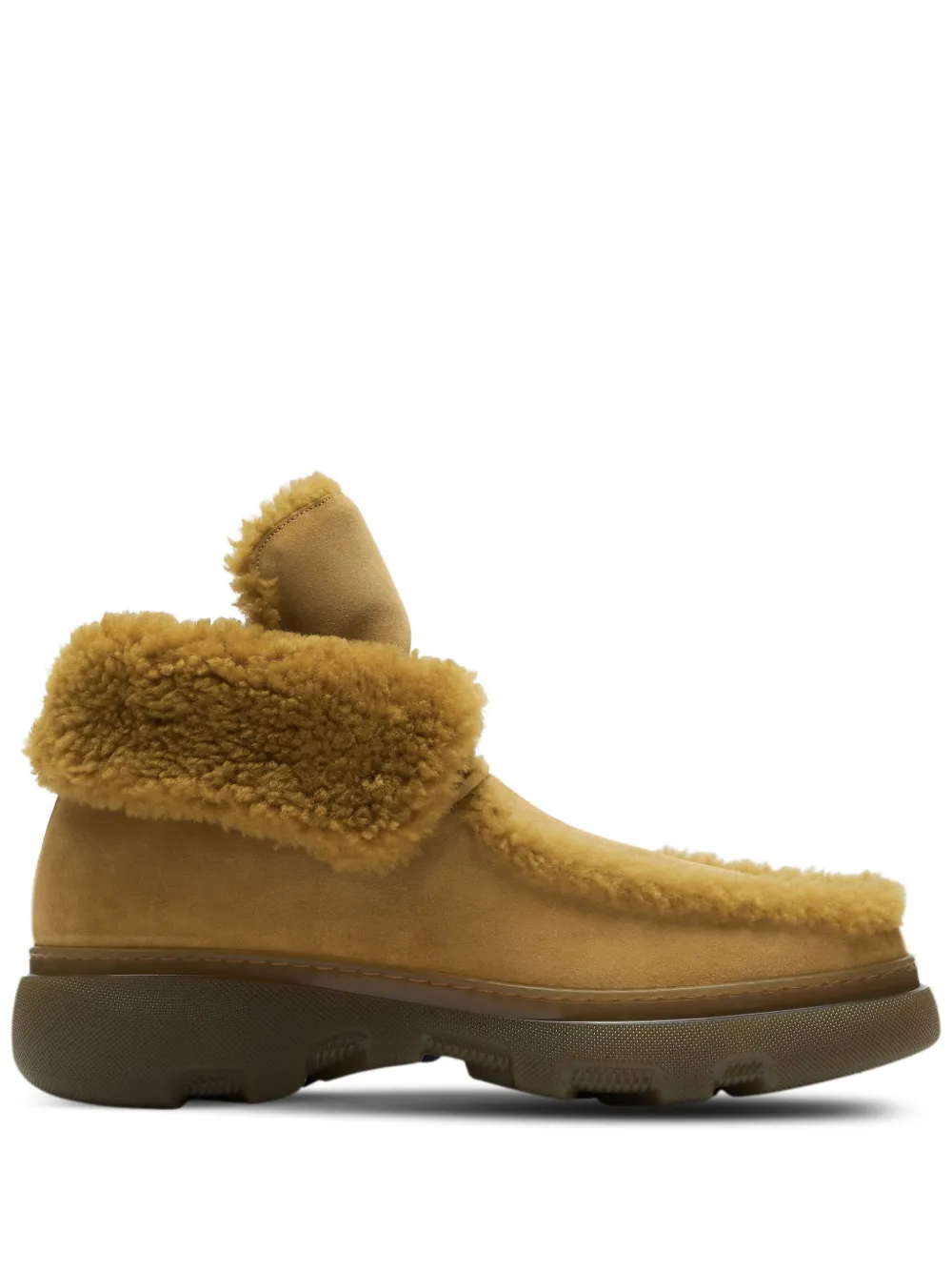 Creeper shearling-trim suede boots