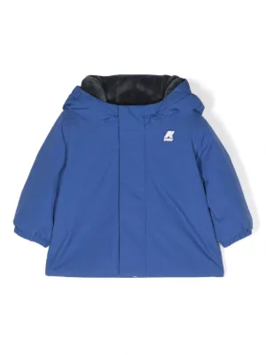 K Way Kids logo patch Hooded Parka Coat Farfetch