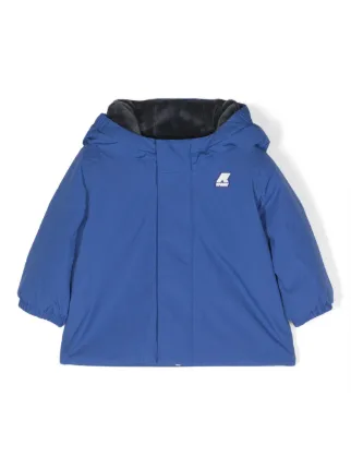K Way Kids Parka Con Capucha y Parche Del Logo Azul FARFETCH MX
