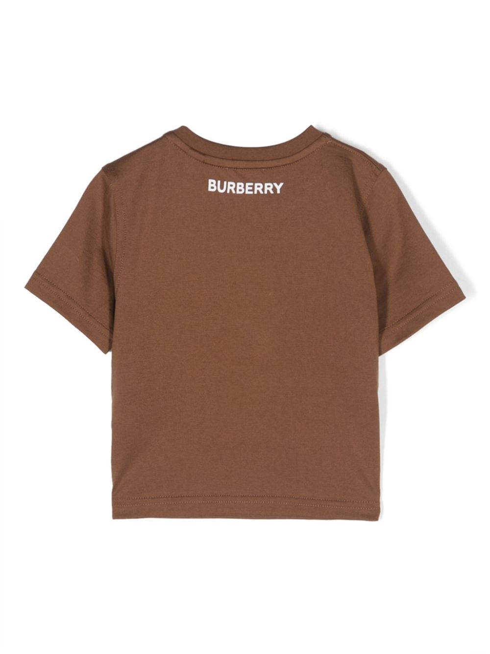 Burberry Kids checked-panel short-sleeve cotton T-shirt - Bruin