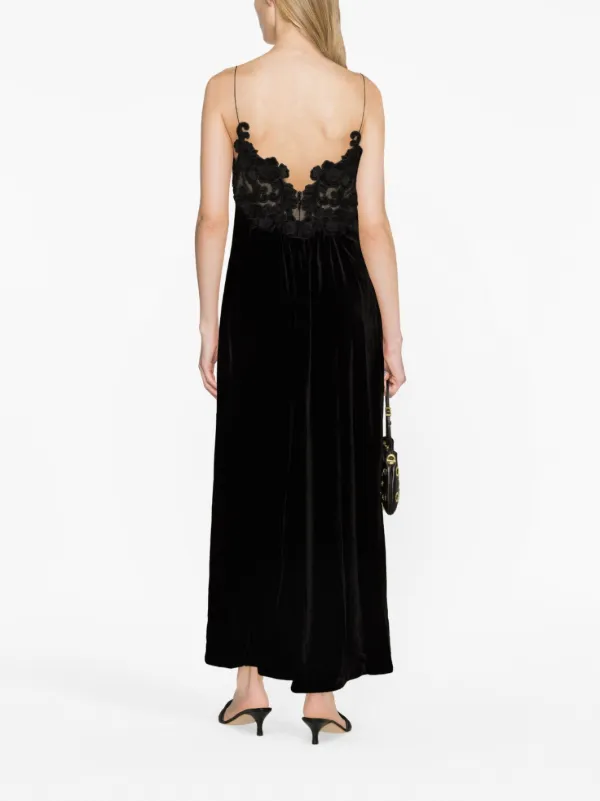 送料関税込■ZIMMERMANN■フローラル ベルベット マキシドレス ZIMMERMANN floral-embellished Velvet A-line Dress | Black
