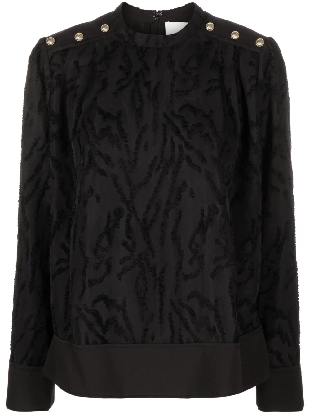 Shop 3.1 Phillip Lim Shadow Vines Mock-neck Jacquard Blouse In Black