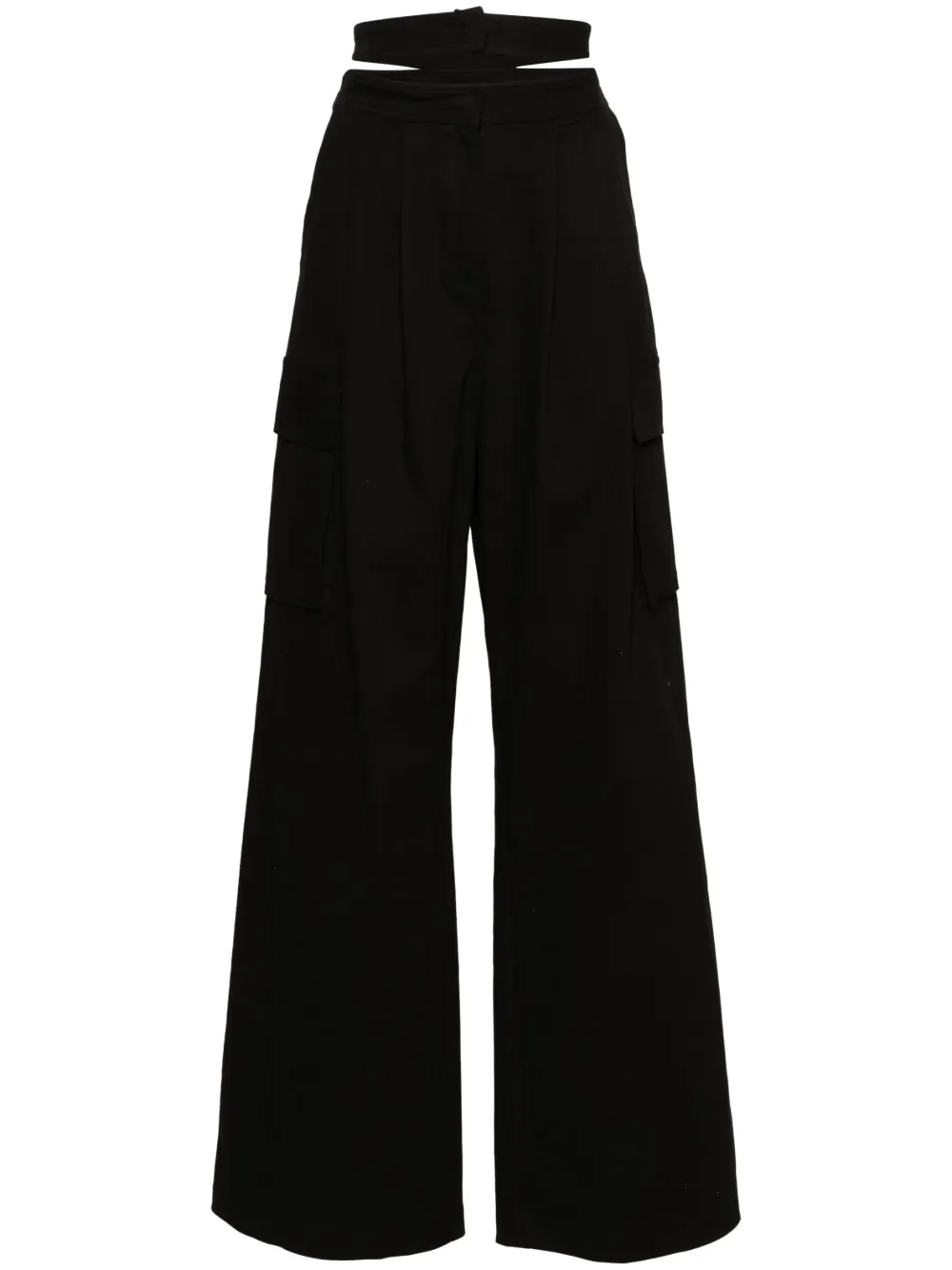 Andreädamo Pleated Cut-out Cargo Trousers In Black