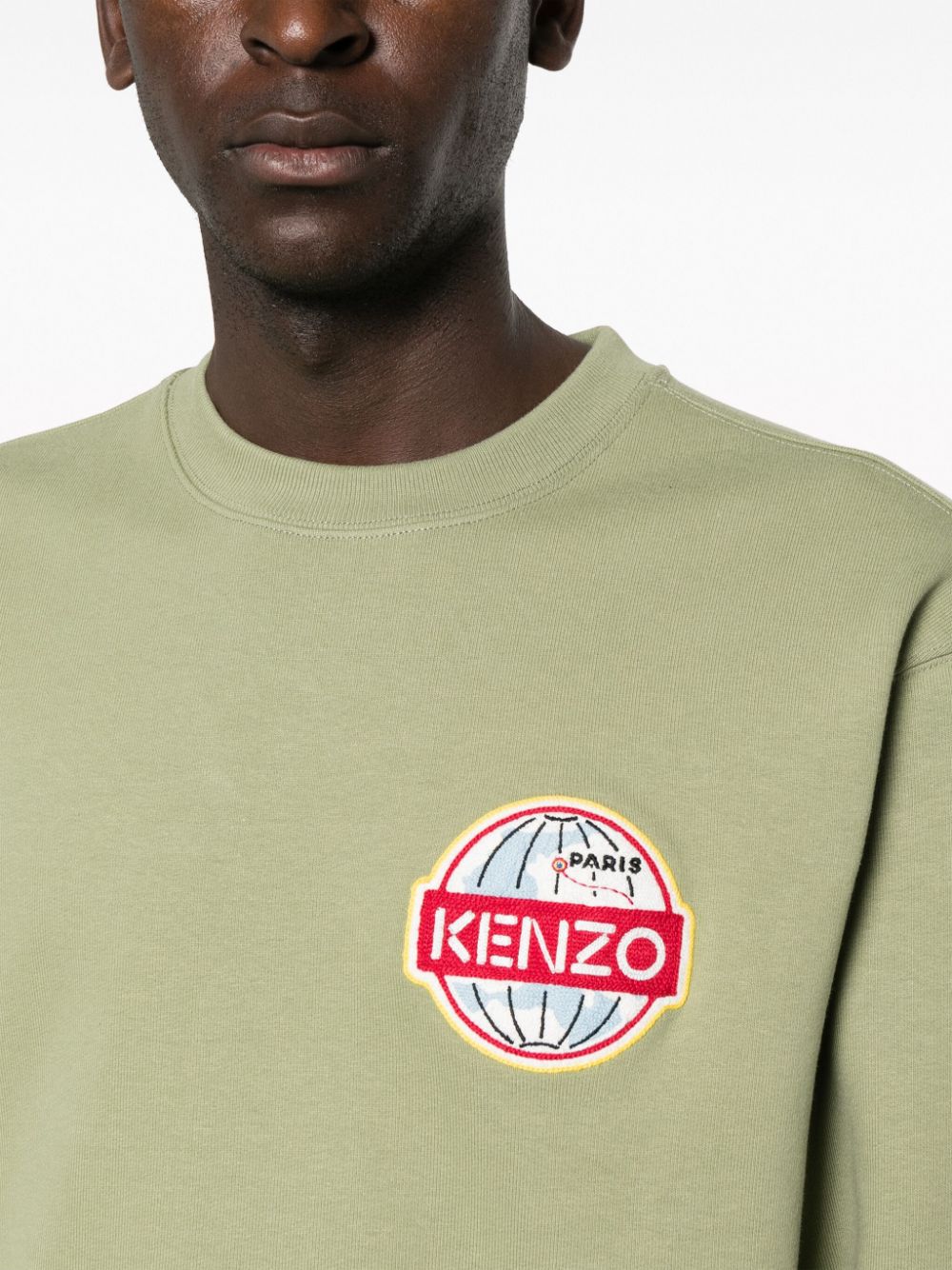 Shop Kenzo Logo-embroidered Long-sleeve Sweatshirt In Green