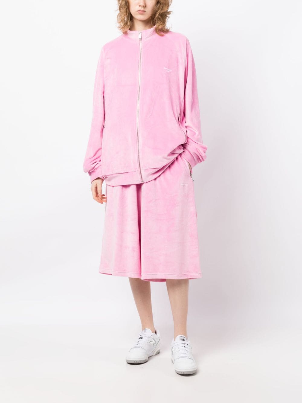 Shop Team Wang Design Brushed-effect Zip-up Jacket In Pink