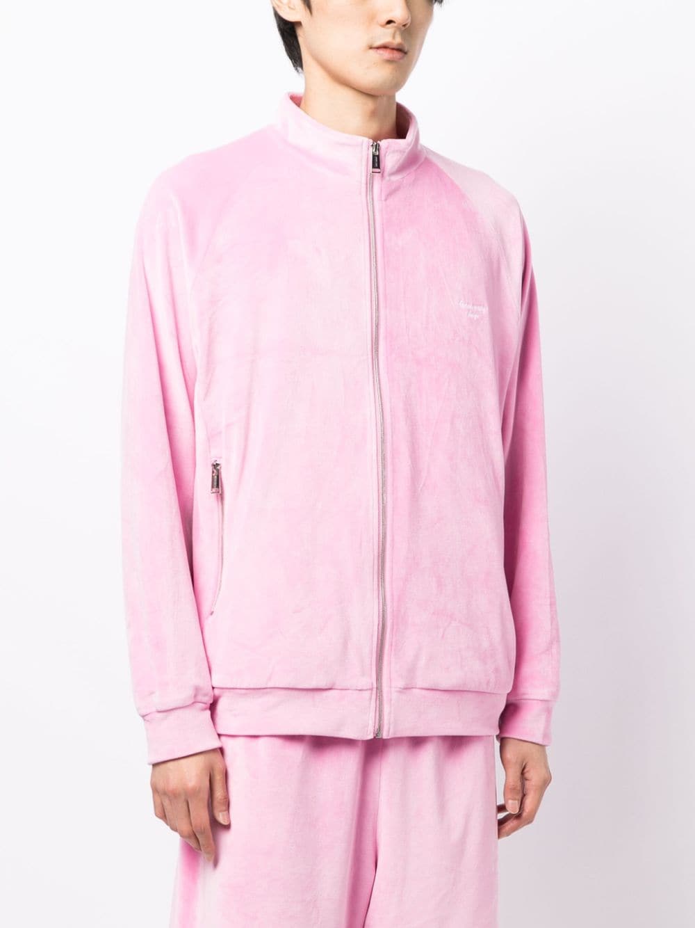 Shop Team Wang Design Brushed-effect Zip-up Jacket In Pink