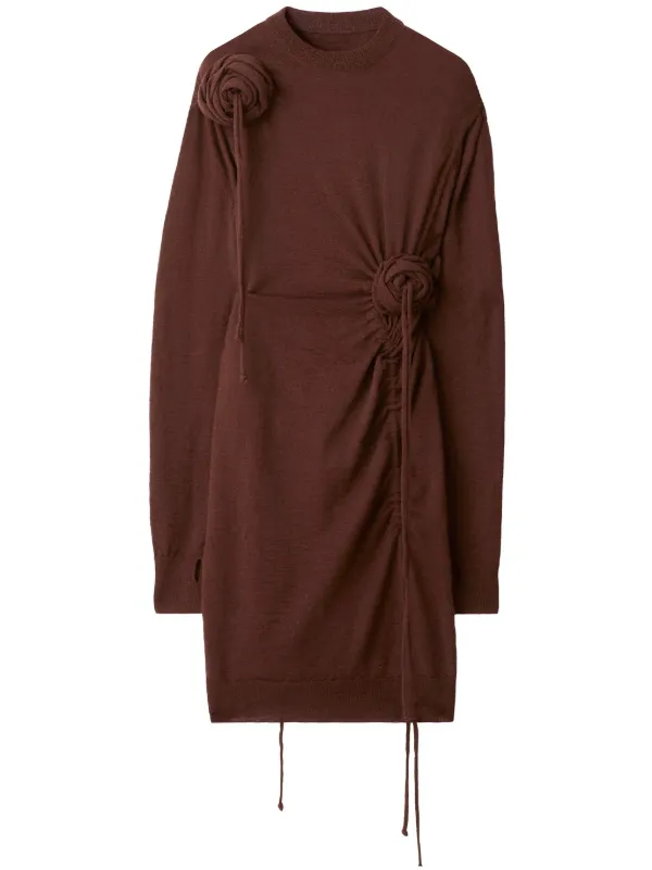 Burberry Rose Ruched Wool Dress Farfetch