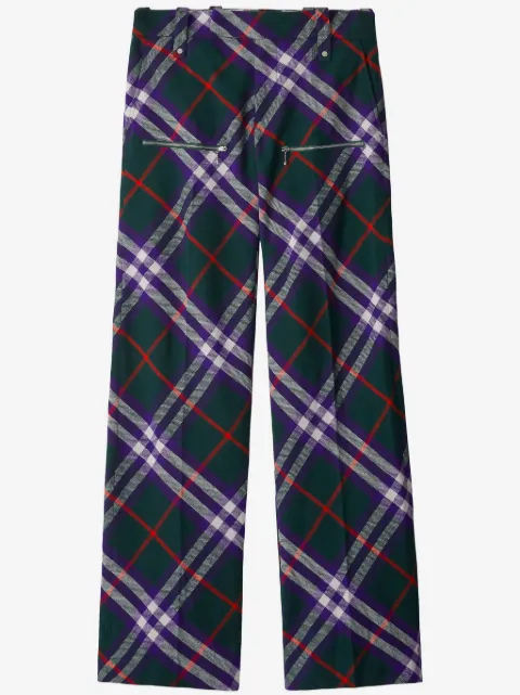 Burberry plaid-check wool trousers