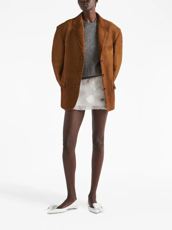 Prada Embroidered Organza Miniskirt | White | FARFETCH