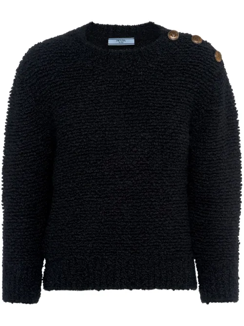 Pull en tweed à logo triangulaire - Prada - Modalova