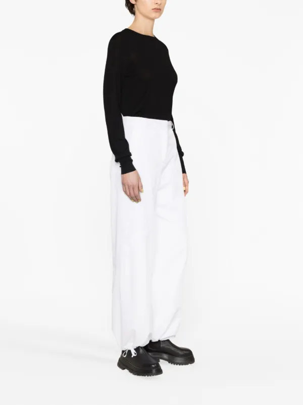 パンツ MONCLER Women Straight Pants I10938H00021829HP033 WHITE Moncler high-waist straight-leg Trousers | White | FARFETCH