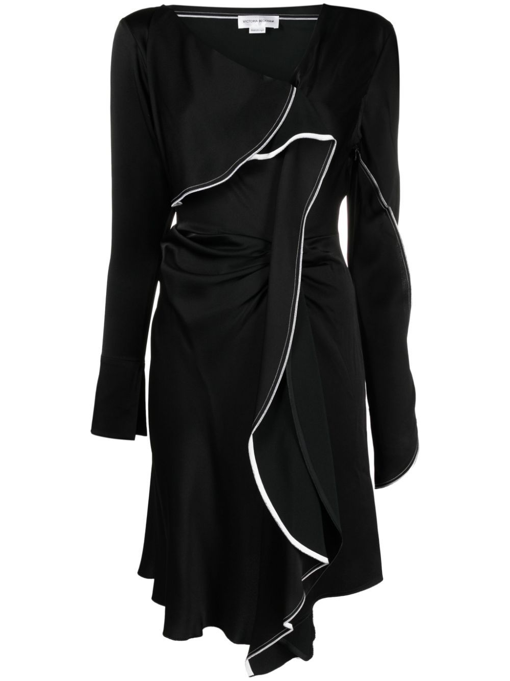 Shop Victoria Beckham Asymmetric Draped Midi Dress In Black
