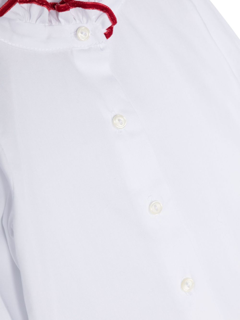 Shop Mariella Ferrari Contrasting-trim Ruffle-collar Cotton Blouse In White