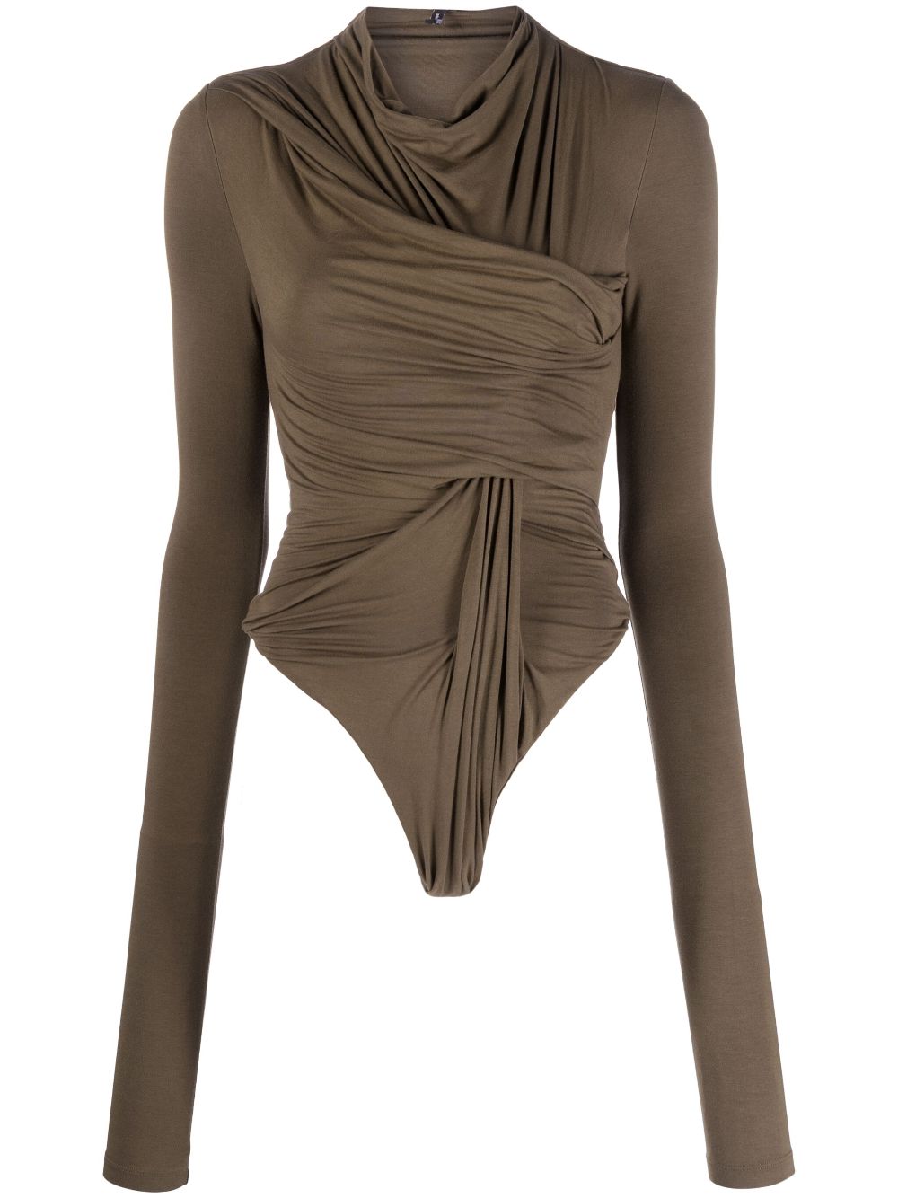 Entire Studios Draped Long-sleeved Bodysuit In Green