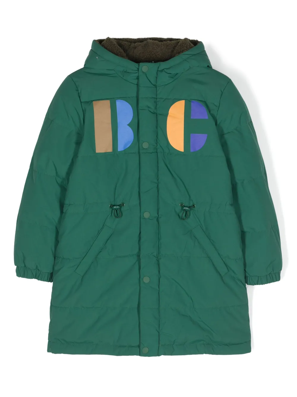 Bobo Choses Kids' Logo-print Padded Hooded Jacket In 360 Green