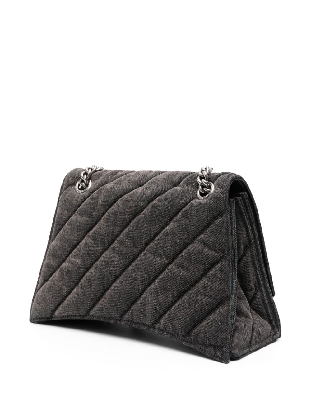 Shop Balenciaga Medium Crush Denim Shoulder Bag In 灰色