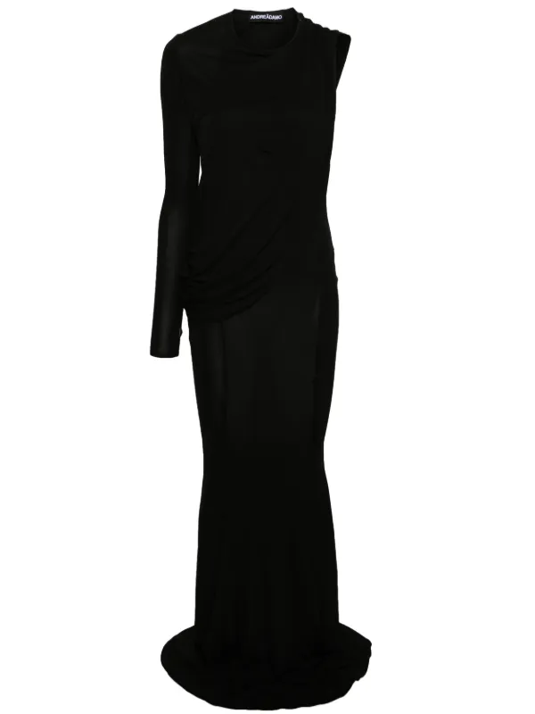 ANDREDAMO Asymmetric Draped Maxi Dress | Black | FARFETCH