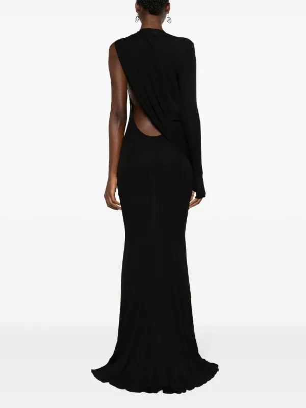 ANDREDAMO Asymmetric Draped Maxi Dress | Black | FARFETCH