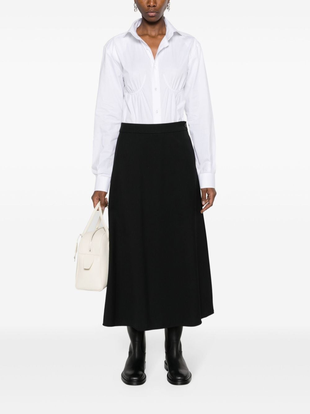 WARDROBE.NYC A-line wool midi skirt - Zwart