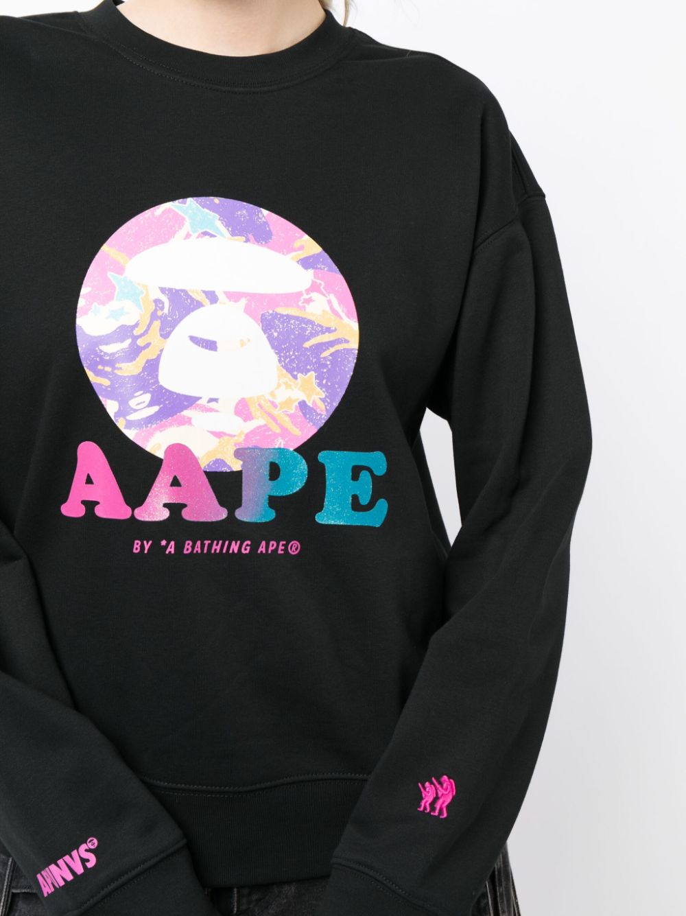 Shop Aape By A Bathing Ape Logo-print Crew-neck Sweatshirt In Black