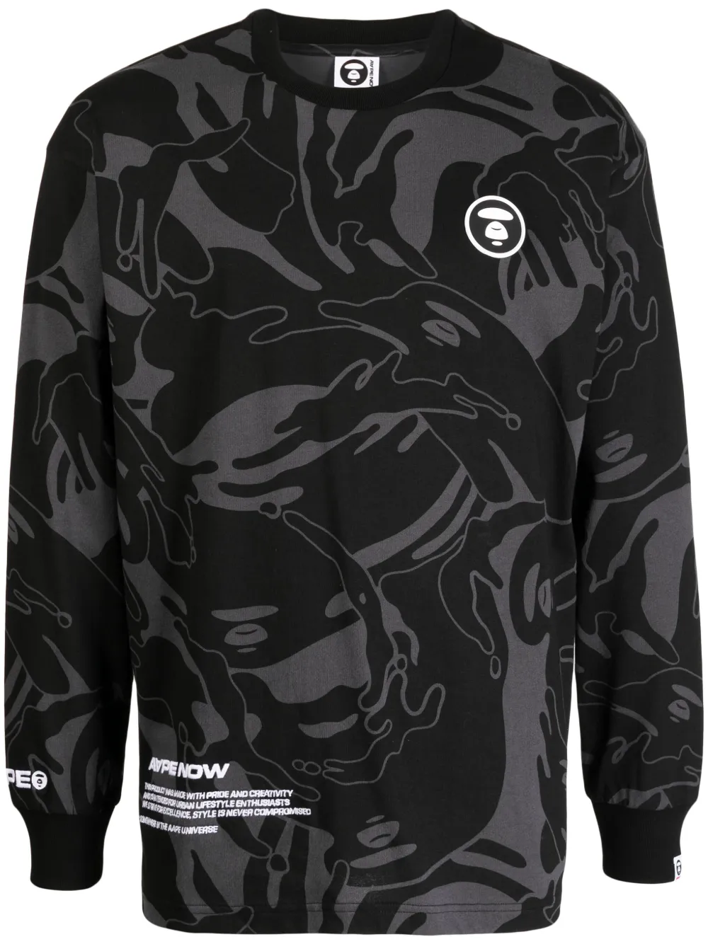 AAPE BY *A BATHING APE T-shirt met camouflageprint Zwart