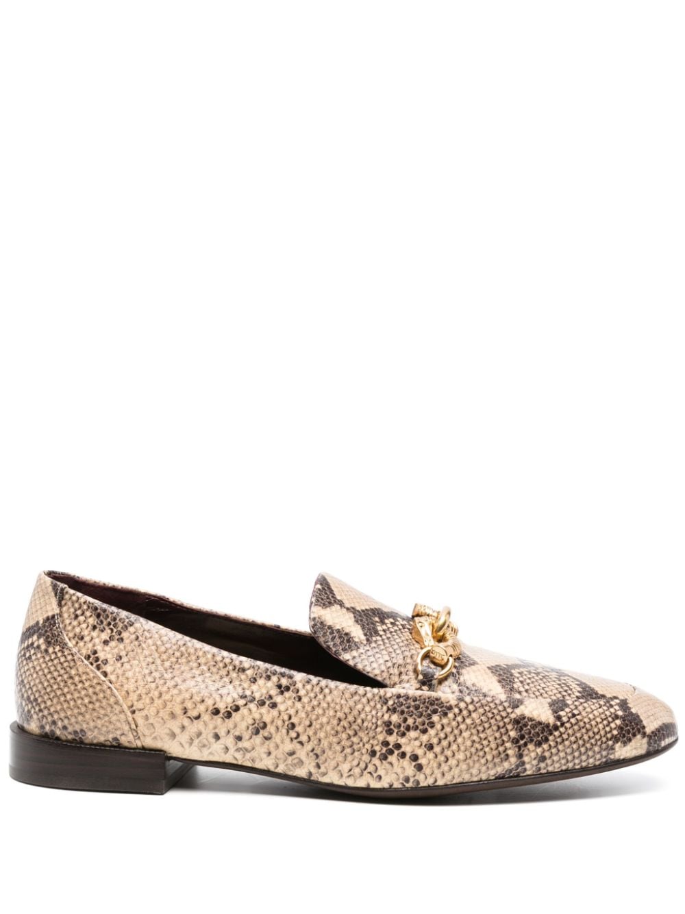 Shop Tory Burch Jessa Snakeskin Leather Loafers In Brown