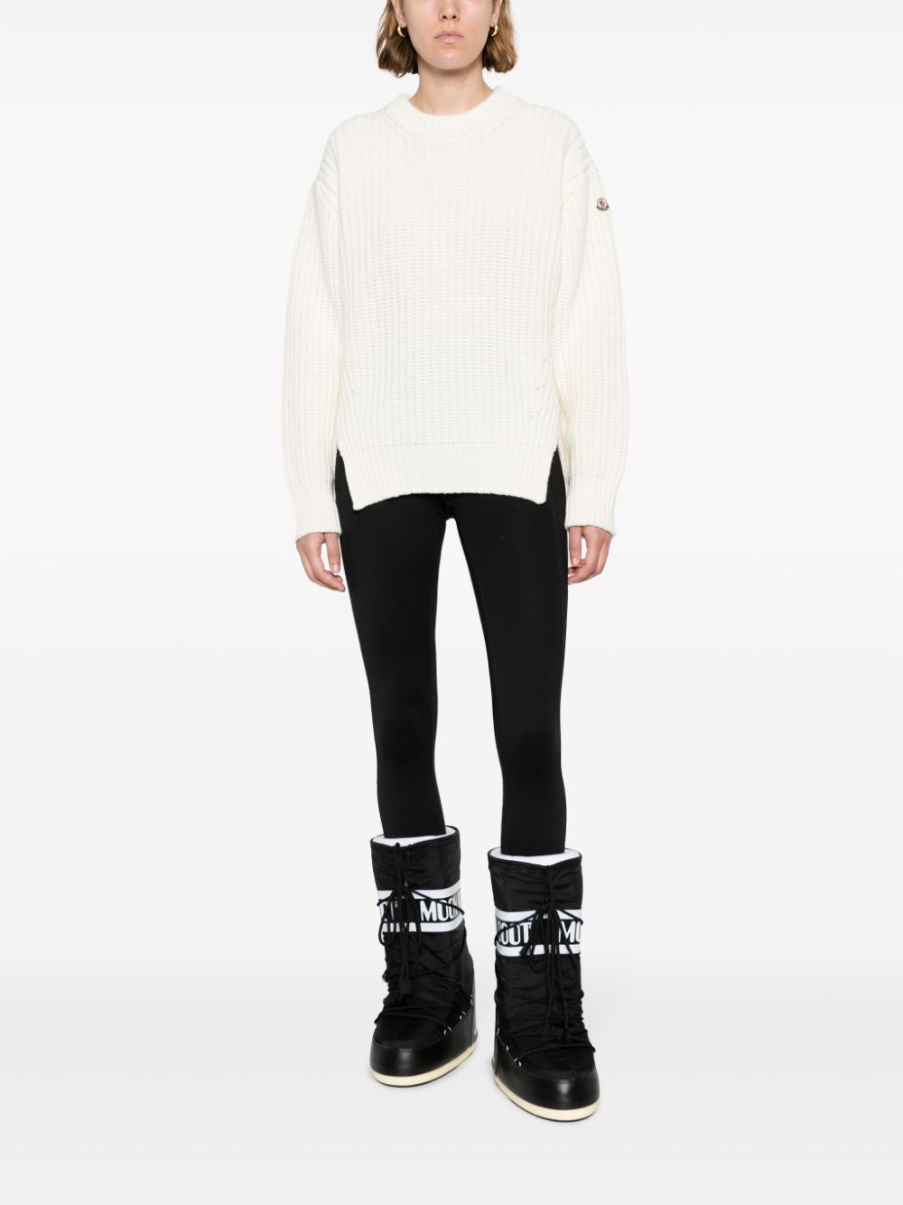 Shop Moncler Logo-patch Wool Jumper In Weiss