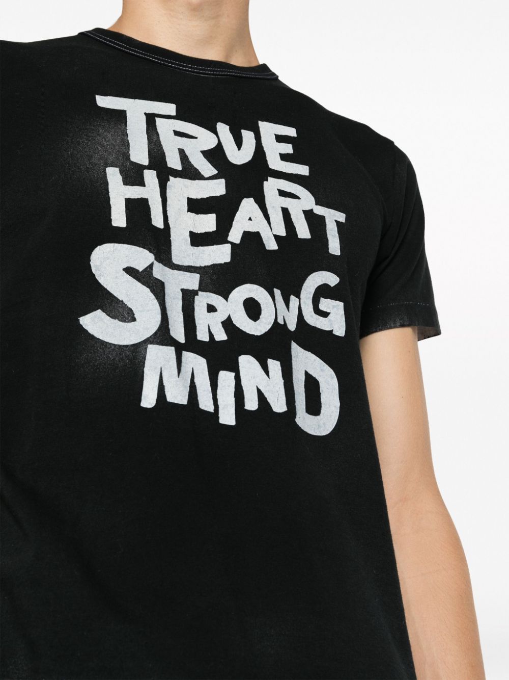 Shop Comme Des Garçons Slogan-print Cotton T-shirt In Black