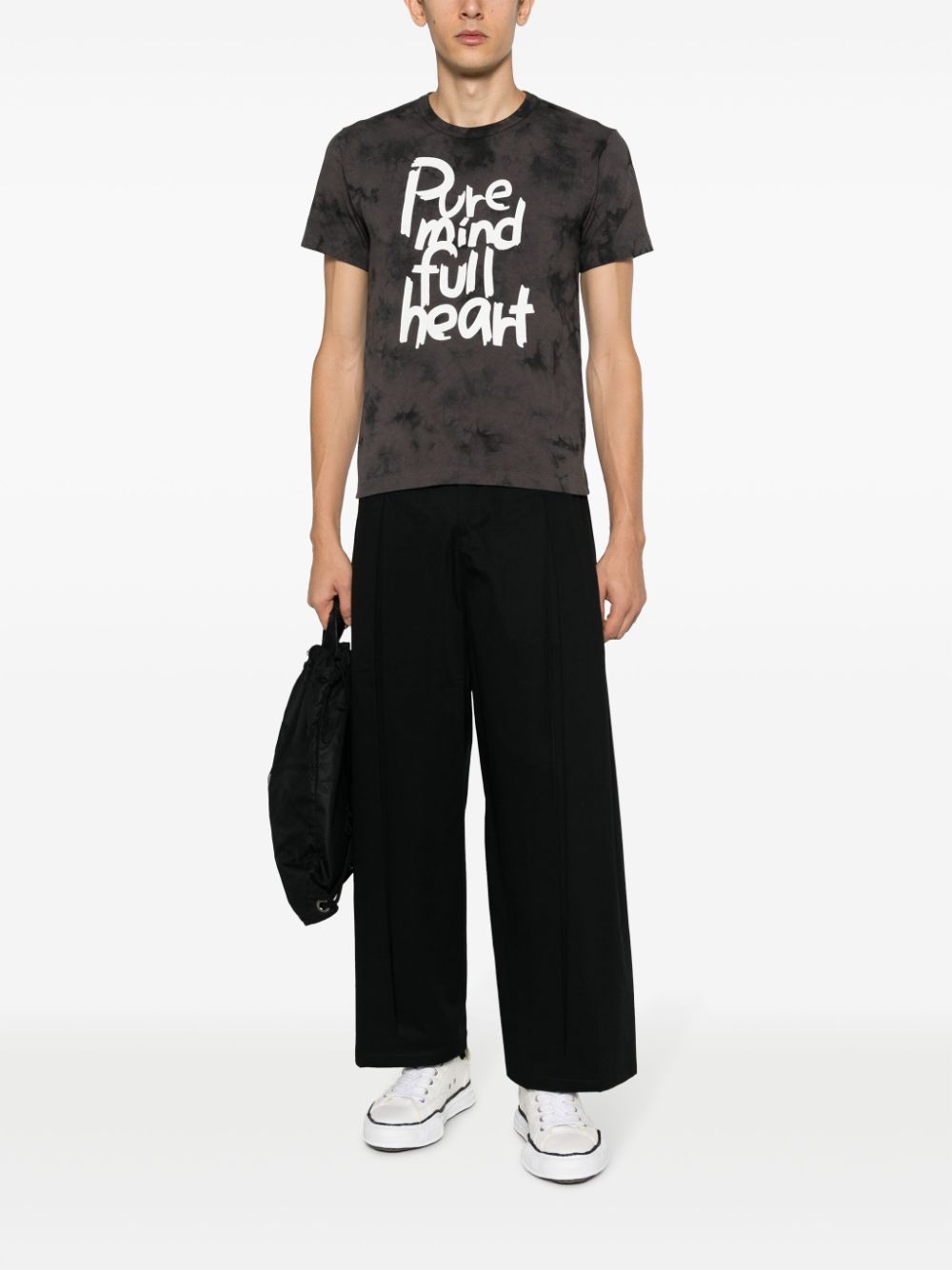 Shop Comme Des Garçons Slogan-print Faded T-shirt In Grey