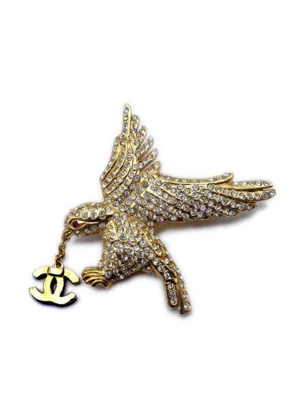 CHANEL Pre-Owned 2001 ラインストーン ブローチ | ゴールドトーン