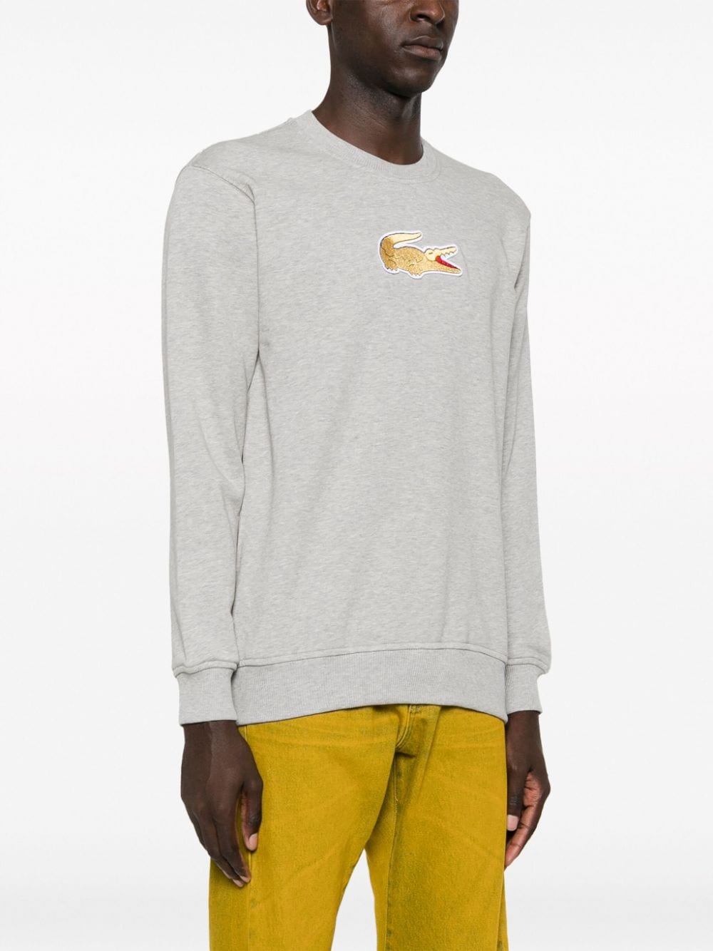 Shop Comme Des Garçons Shirt X Lacoste Logo Patch Cotton Jumper In Grey
