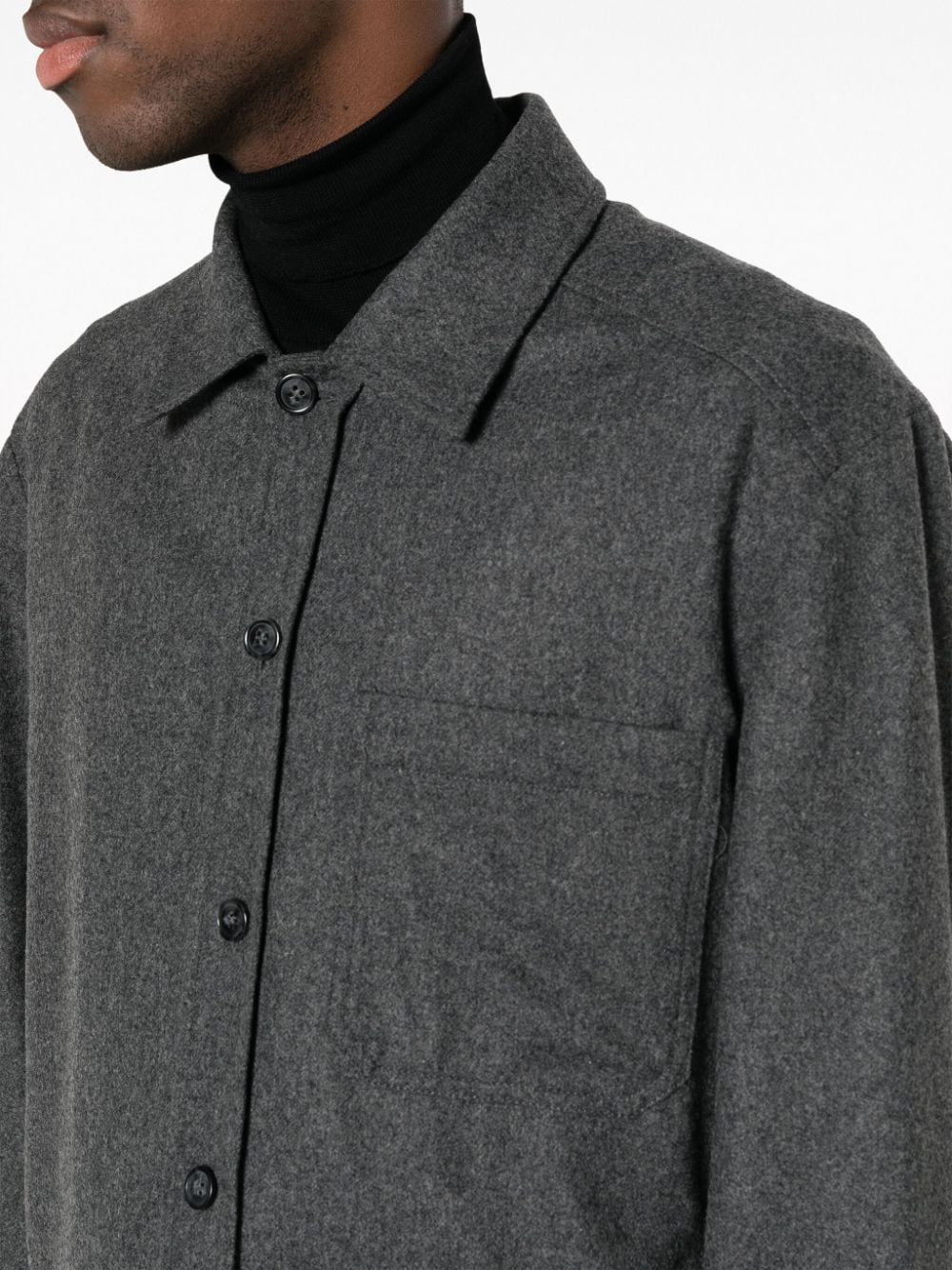 Shop Apc Button-up Wool-blend Jacket In Grey