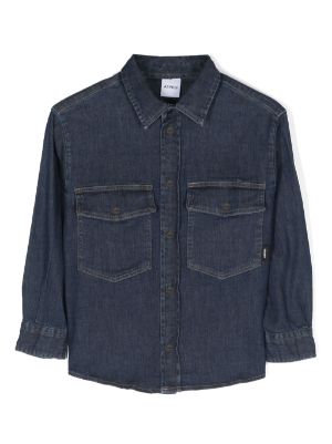 Mens denim shirt 2024 with press studs