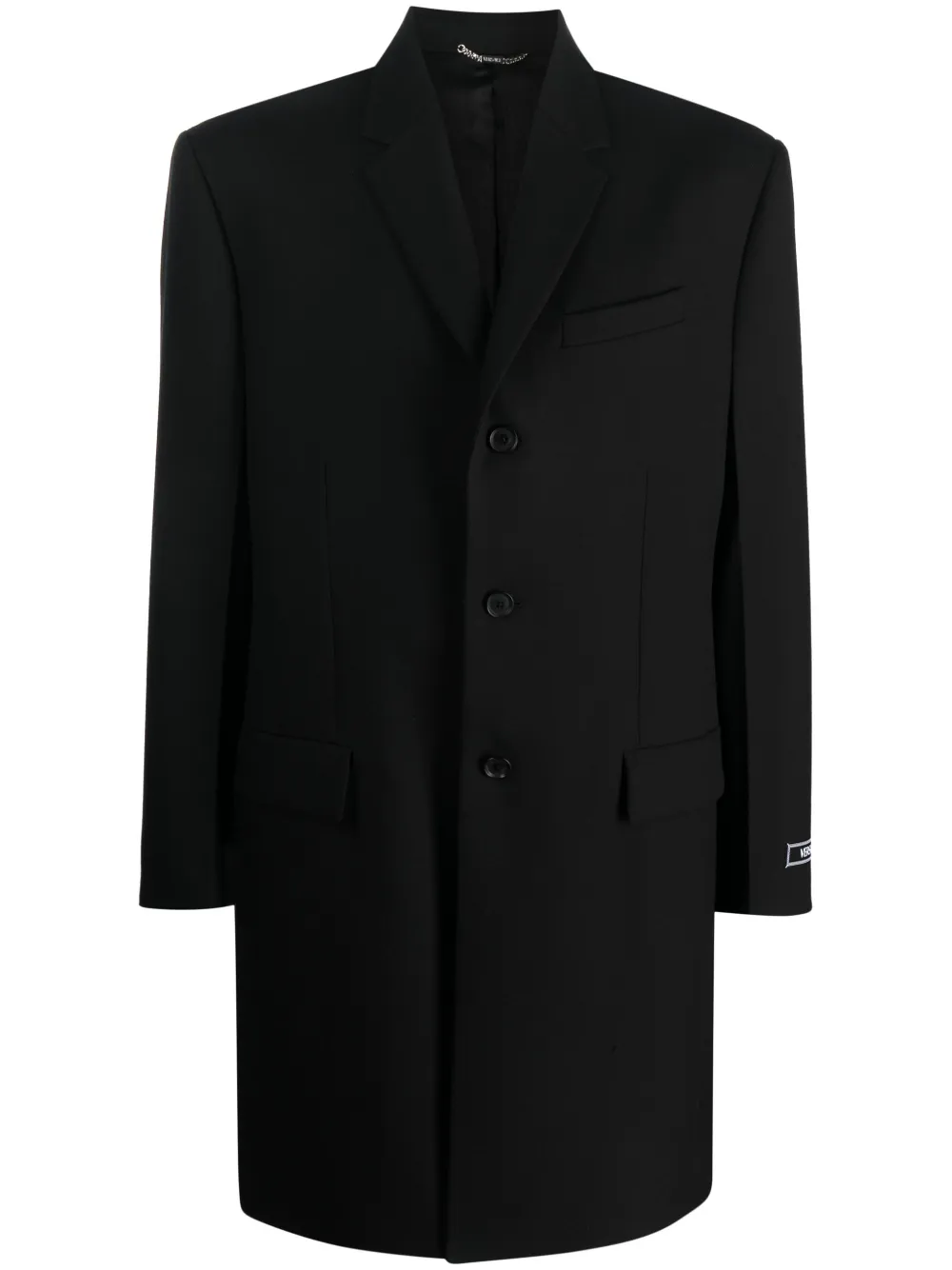 Shop Versace Tailored Virgin-wool Coat In Black