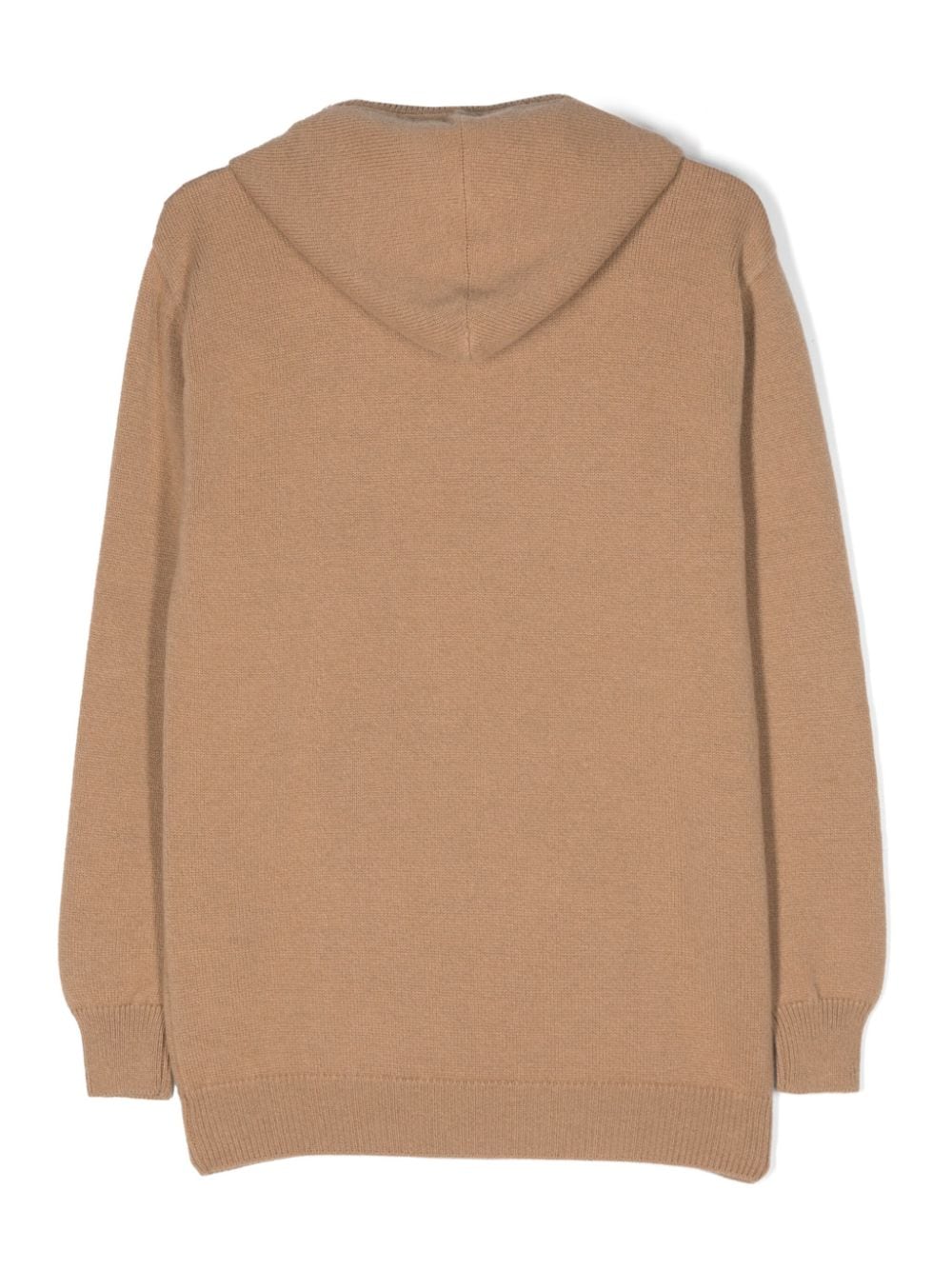 Shop Balmain Logo Intarsia-knit Wool-cashmere Blend Hoodie In Brown