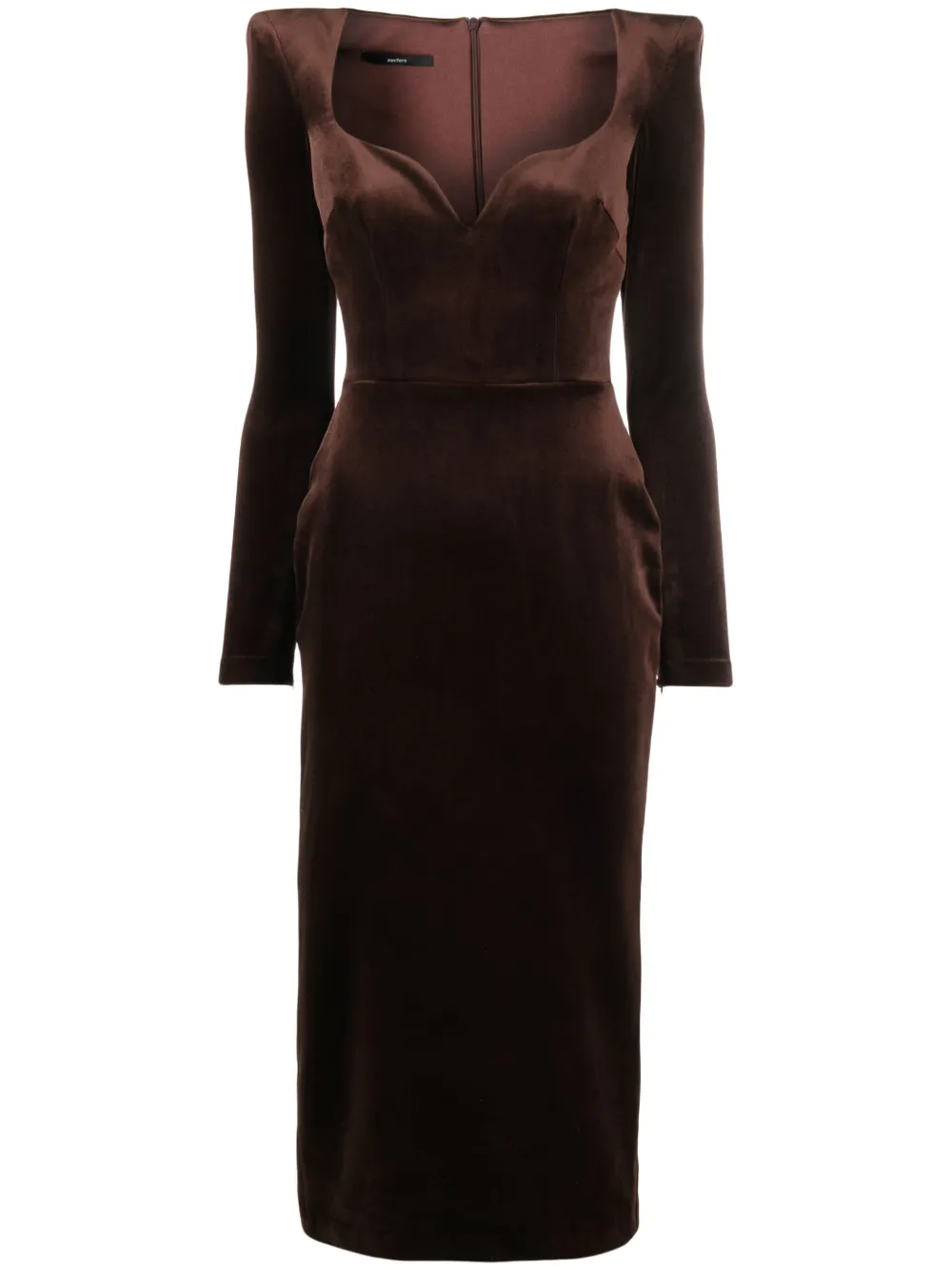 Alex Perry Fluwelen midi-jurk Bruin