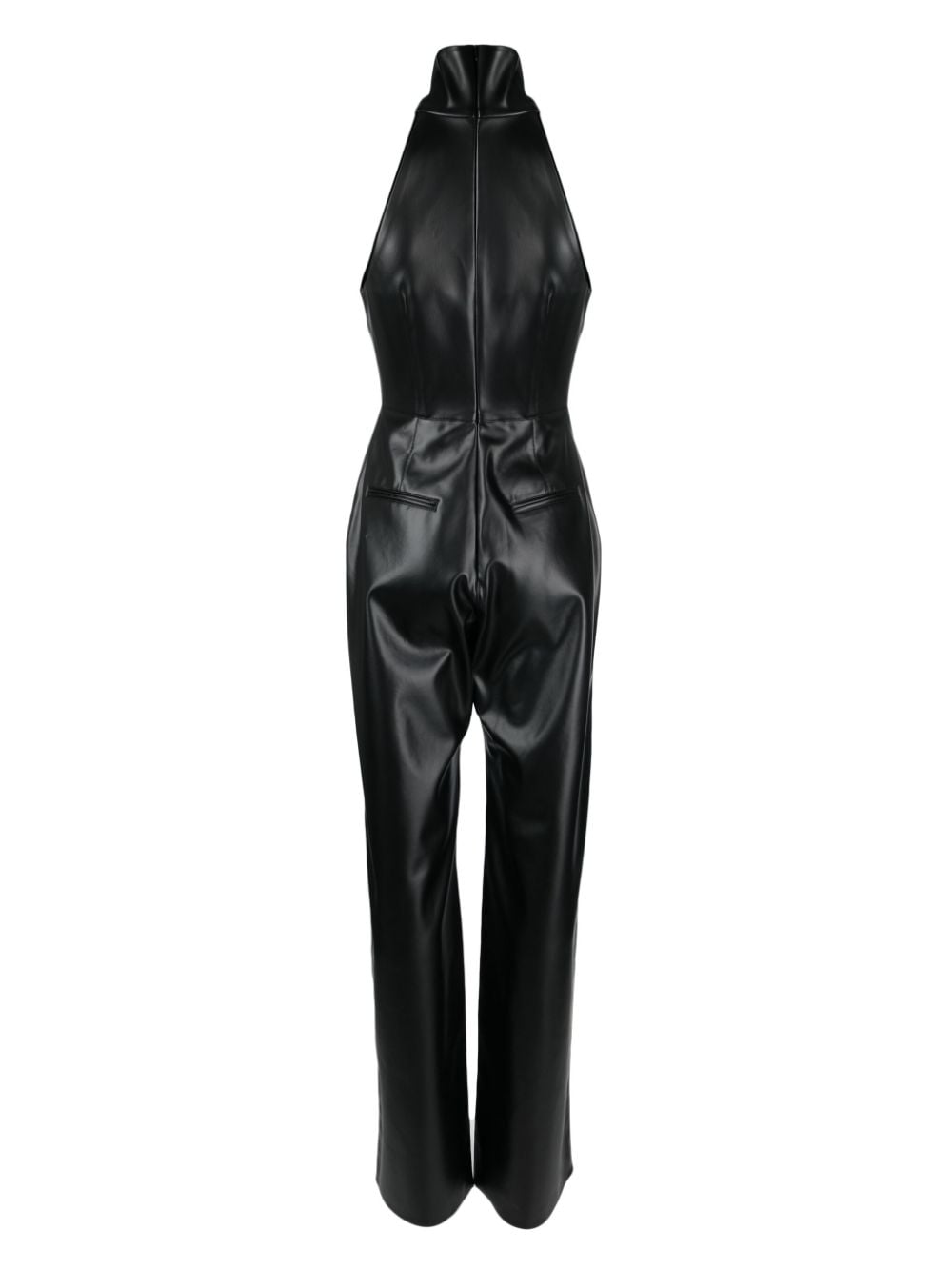 Shop Alex Perry Malen Faux-leather Jumpsuit In Black