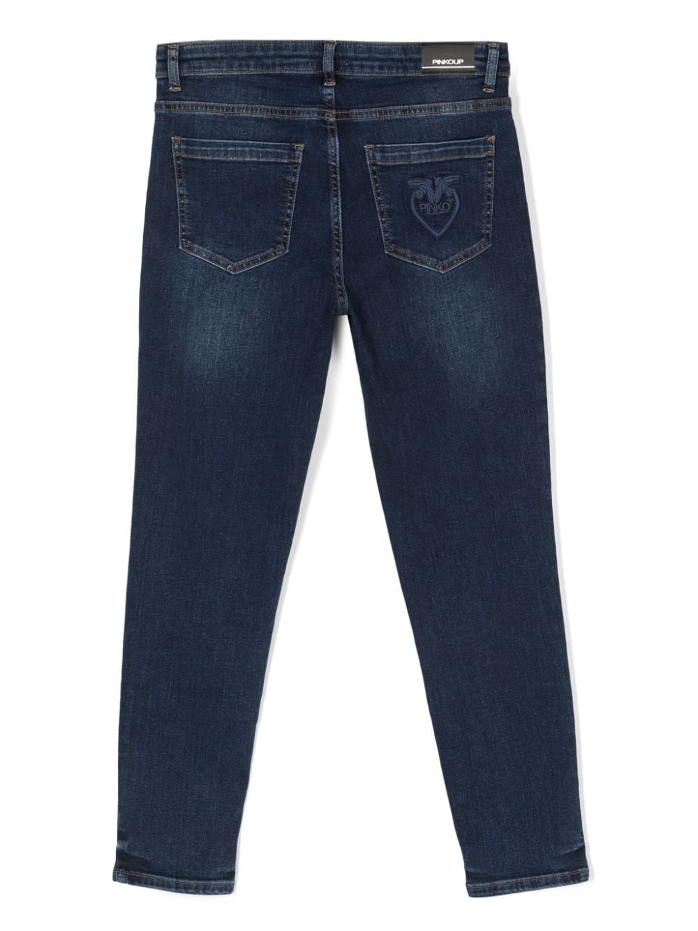 Pinko Kids logo-embroidered stretch-cotton tapered jeans - Blauw