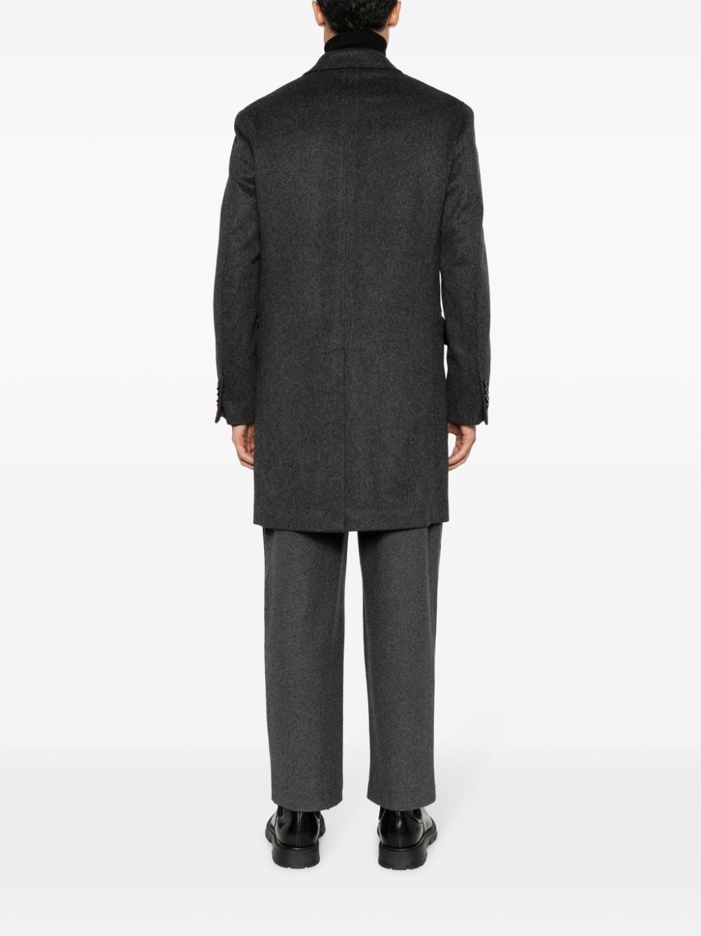 Shop Zegna Felted Double-breasted Coat In Grey