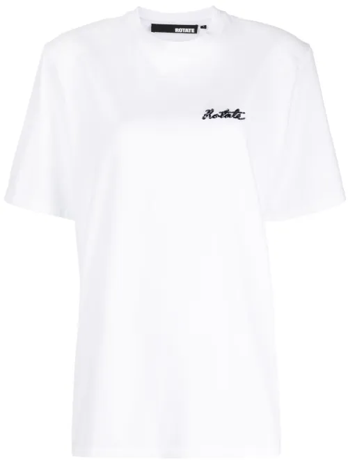 T-shirt en coton à logo pailleté - ROTATE BIRGER CHRISTENSEN - Modalova