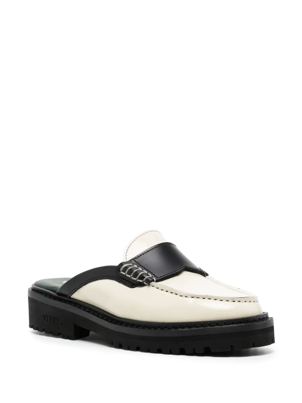 VINNY'S panelled leather mules - Wit