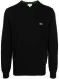 Lacoste logo-embroidered fine-ribbed jumper - Black