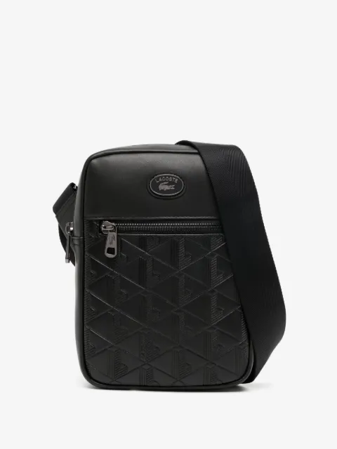 Lacoste embossed-monogram panelled messenger bag