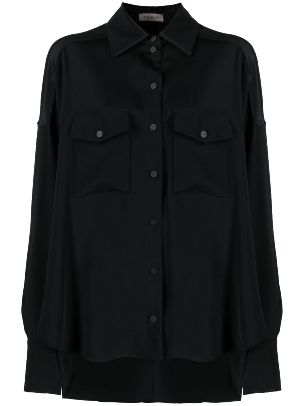 The Mannei Zijden blouse Zwart