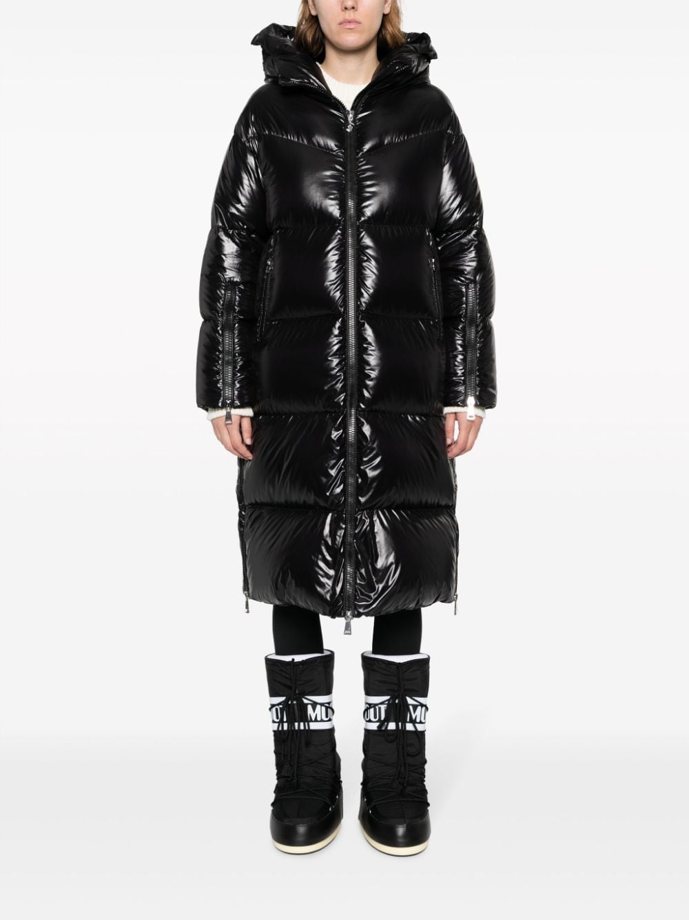 Moncler logo-print padded coat - Zwart