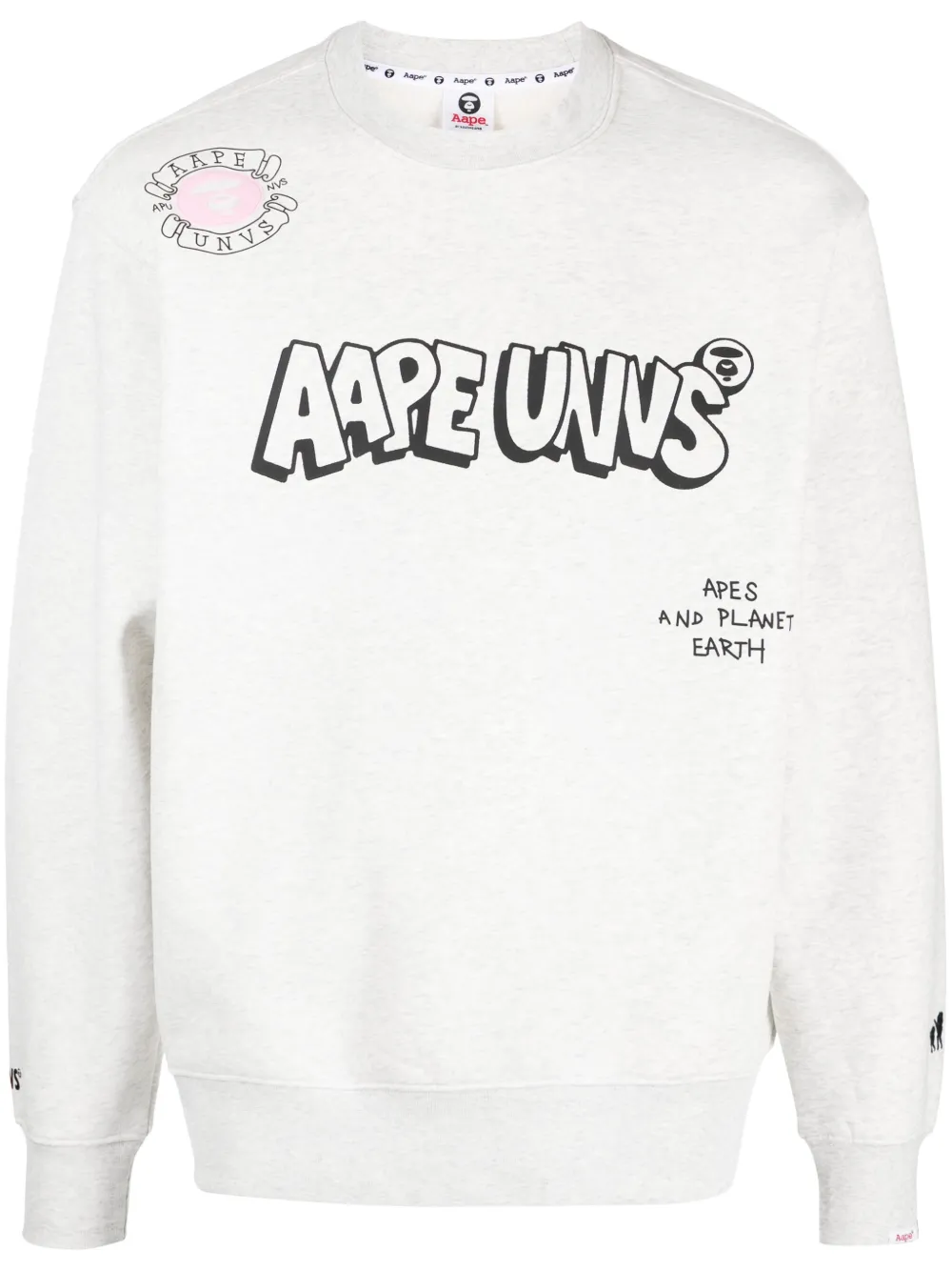 Aape By A Bathing Ape Logo-print Crew-neck Sweatshirt In Grey