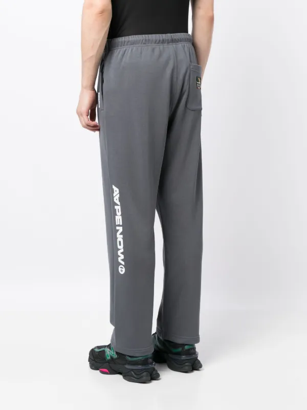 Men Straight Track Pants with Brand Print